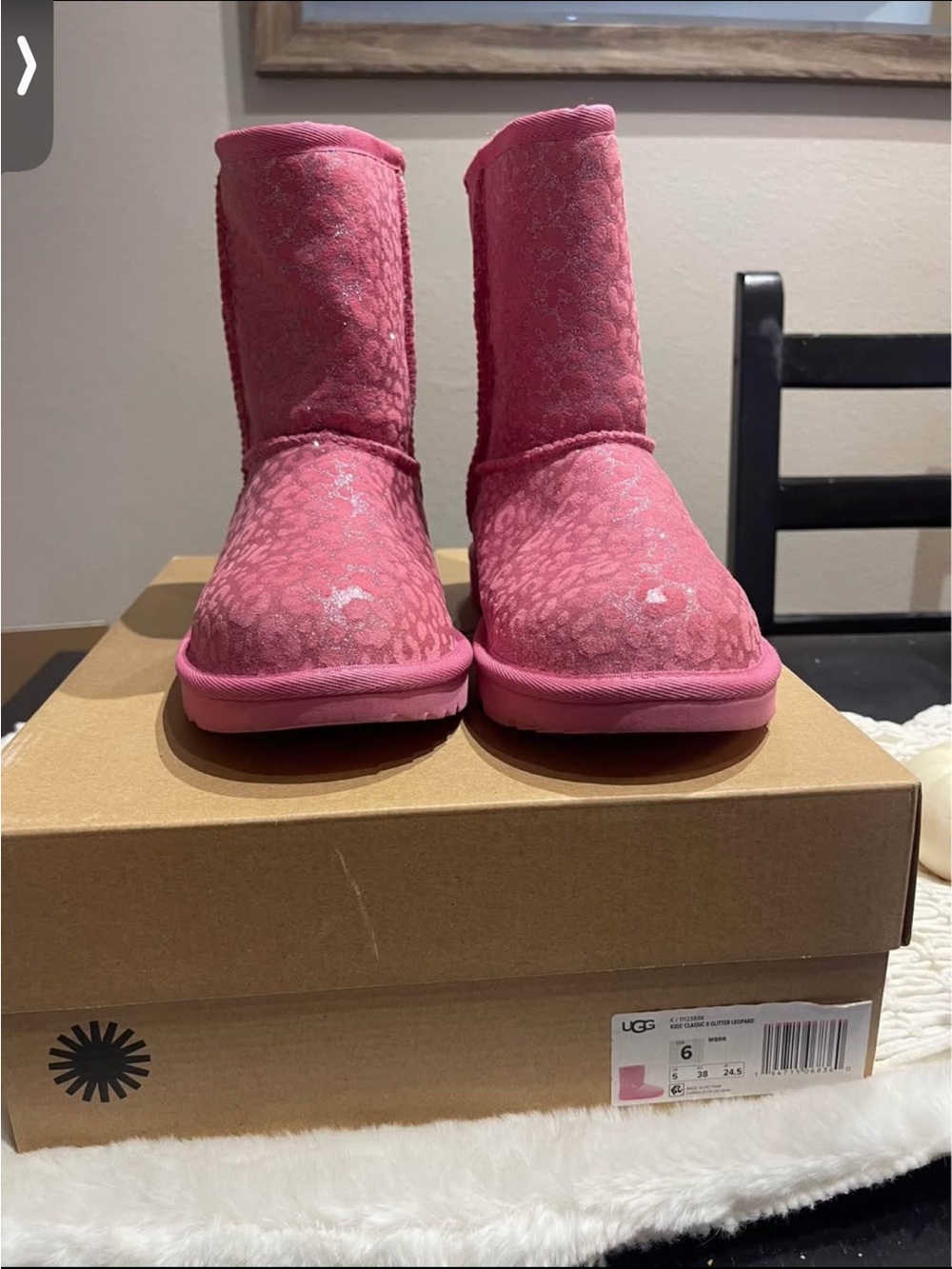 UGG Pink Leopard-Print Lace-Up Short Boots